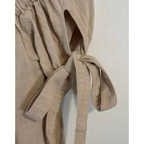 Lulus Al Fresco Evenings Beige Off-the-Shoulder mini Dress size Small - Picture 4 of 7